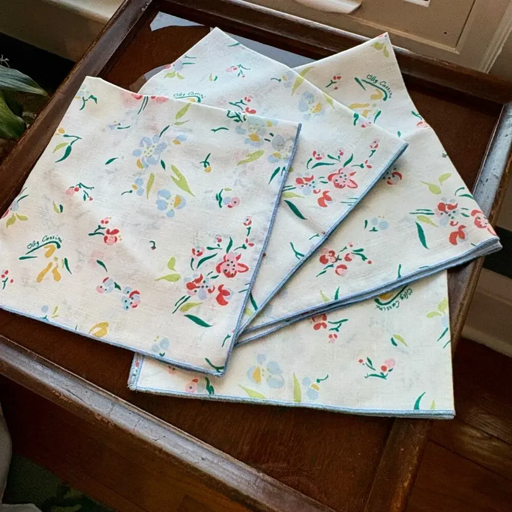 Vintage Oleg Cassini Floral Cotton Cloth Napkins Set of 4